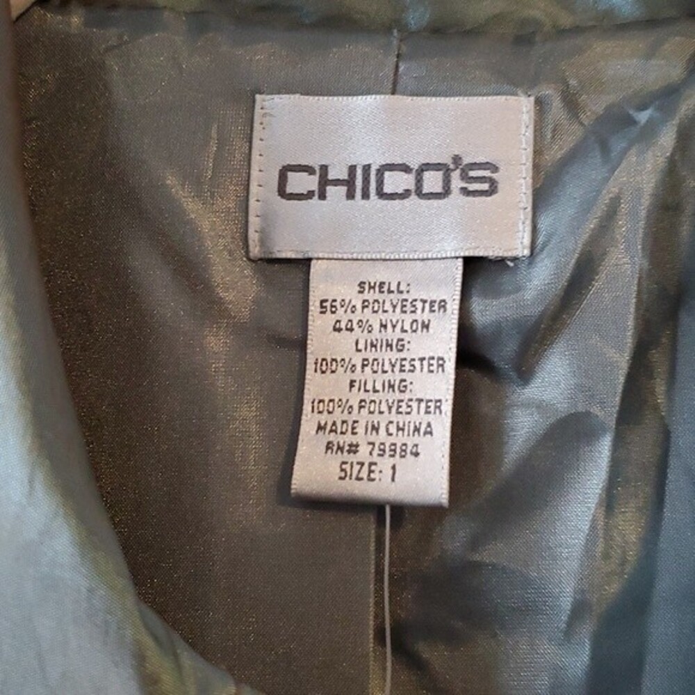 NWT CHICO'S SHIMMER SHINE LALEH JACKET ZIP UP TURQUOISE SIZE 1/S… - Picture 2 of 11